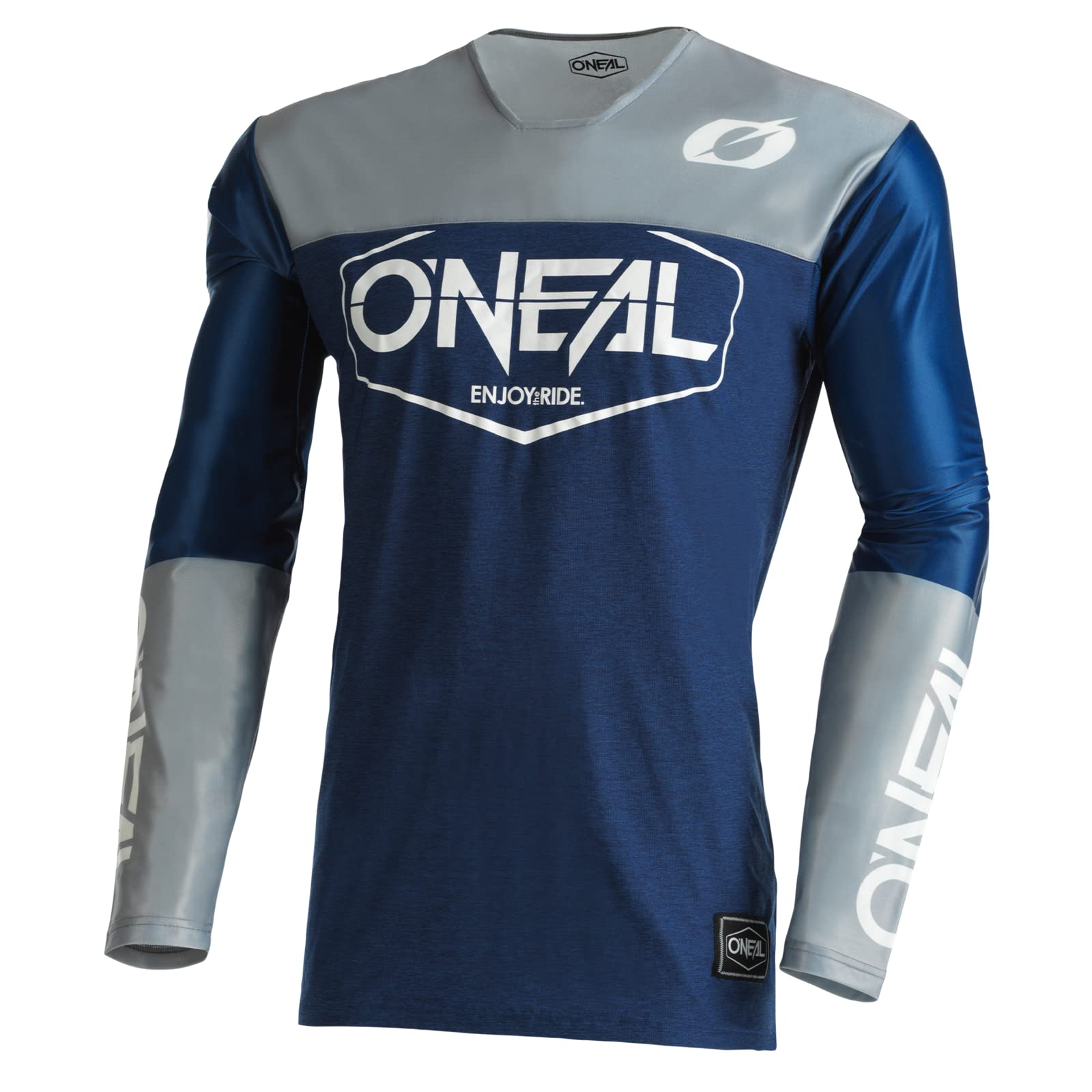 O'NEAL | Motocross-Shirt Langarm | MX MTB Mountainbike | Leichtes Material, ergonomischer Slim Fit Schnitt für perfekte Passform | Mayhem Jersey Hexx V.22 | Erwachsene | Blau Grau | Größe L von O'NEAL