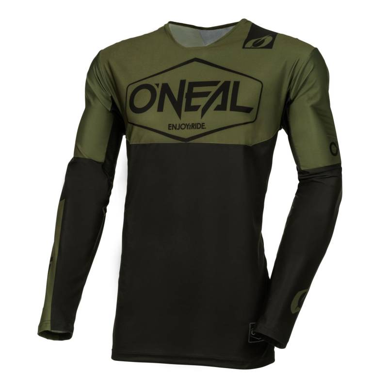 O'NEAL | Motocross-Shirt Langarm | MX MTB Mountainbike | Leichtes Material, ergonomischer Slim Fit Schnitt für perfekte Passform | Mayhem Jersey Hexx V.24 | Erwachsene | Grün Schwarz | Größe S von O'NEAL