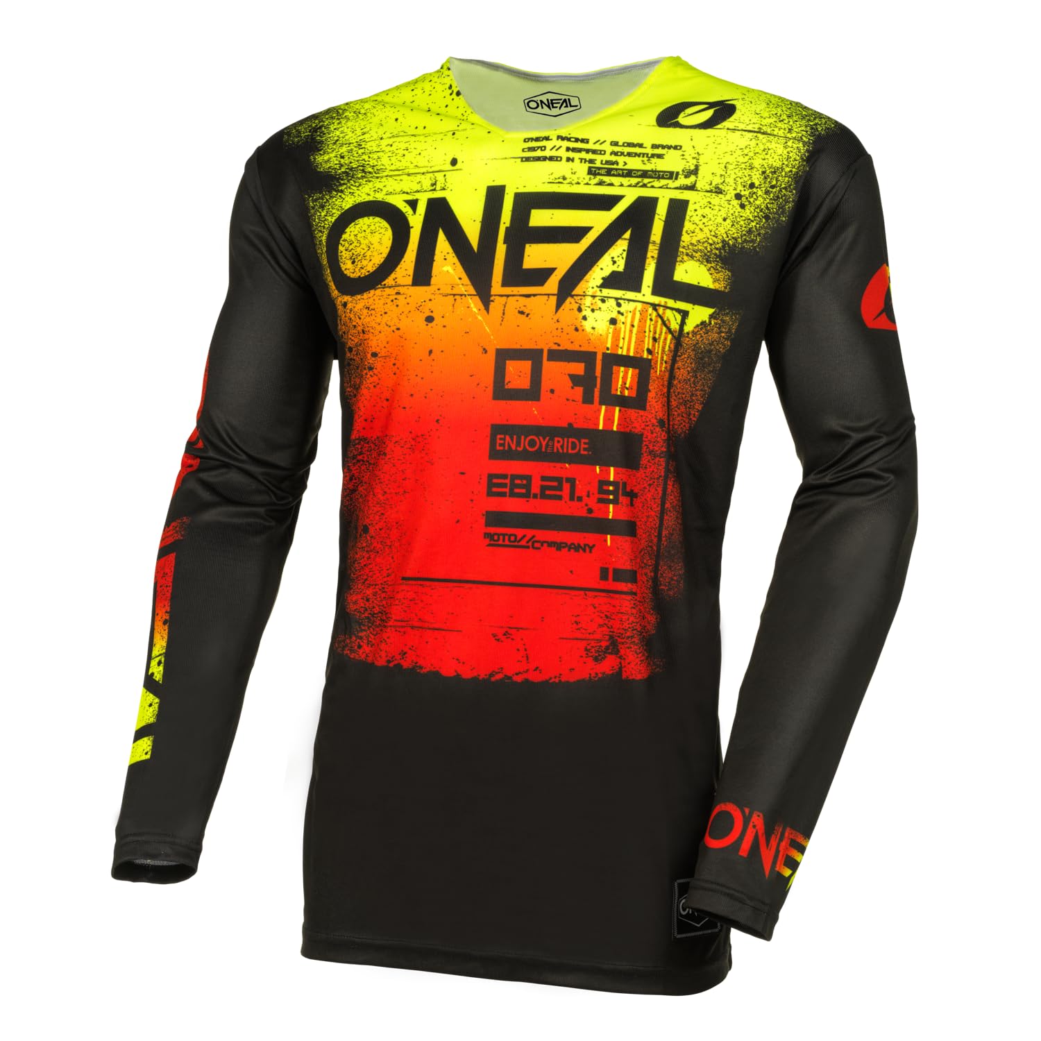 O'NEAL | Motocross-Shirt Langarm | MX MTB Mountainbike | Leichtes Material, ergonomischer Slim Fit Schnitt für perfekte Passform | Mayhem Jersey Scarz V.24 | Erwachsene | Schwarz Rot | Größe XL von O'NEAL