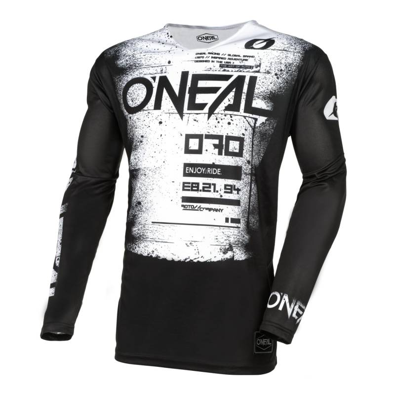 O'NEAL | Motocross-Shirt Langarm | MX MTB Mountainbike | Leichtes Material, ergonomischer Slim Fit Schnitt für perfekte Passform | Mayhem Jersey Scarz V.24 | Erwachsene | Schwarz Weiß | Größe M von O'NEAL