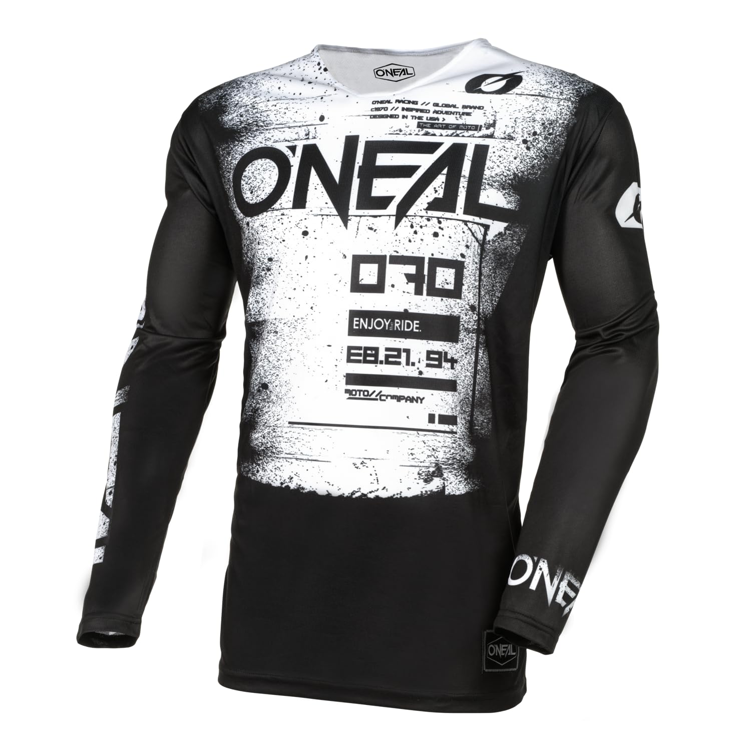 O'NEAL | Motocross-Shirt Langarm | MX MTB Mountainbike | Leichtes Material, ergonomischer Slim Fit Schnitt für perfekte Passform | Mayhem Jersey Scarz V.24 | Erwachsene | Schwarz Weiß | Größe XL von O'NEAL