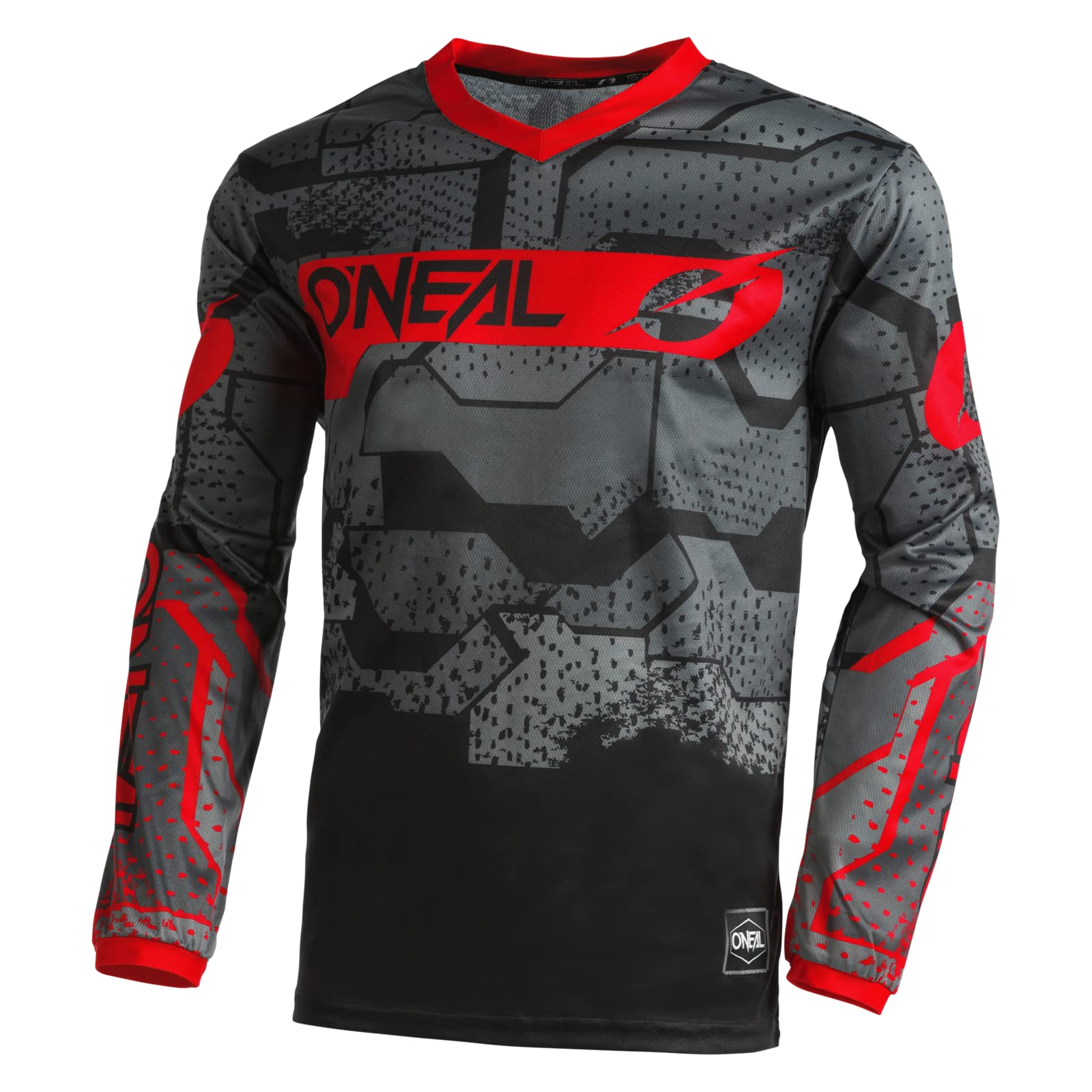 O'NEAL | Motocross-Shirt langarm | Kinder | MX MTB Mountainbike | Leichtes Material, ergonomischer Slim Fit Schnitt für perfekte Passform | Element Youth Jersey Camo V.22 | Schwarz Rot | L von O'NEAL