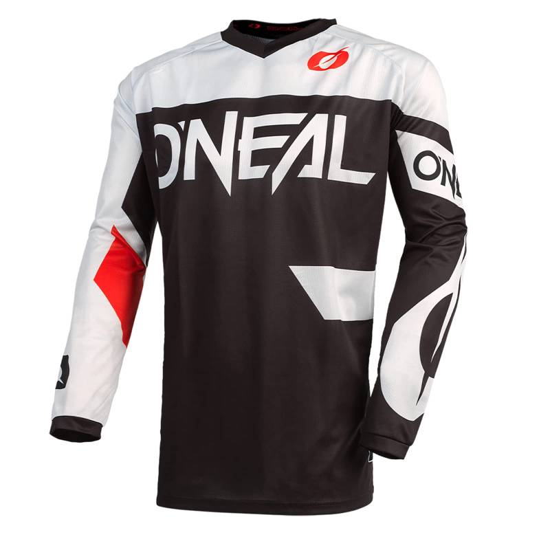 O'NEAL | Motocross-Trikot | Enduro MX | Atmungsaktives Material, Gepolsterter Ellbogenschutz, Passform für maximale Bewegungsfreiheit | Element Jersey Racewear | Erwachsene | Schwarz Weiß | Größe L von O'NEAL