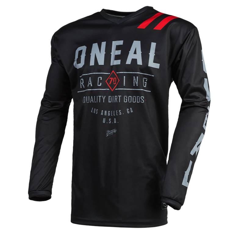 O'NEAL | Motocross-Trikot | Enduro MX | Atmungsaktives Material, ergonomischem Schnitt, Passform für maximale Bewegungsfreiheit | Element Jersey Dirt | Erwachsene | Schwarz Grau | Größe S von O'NEAL