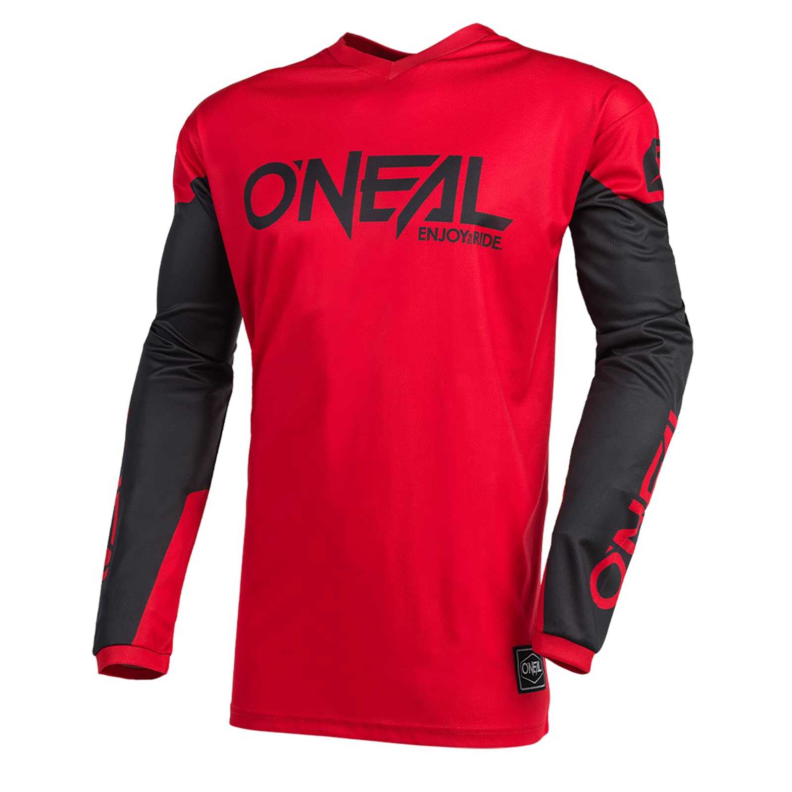 O'NEAL | Motocross-Trikot | Enduro MX | Atmungsaktives Material, gepolsterter Ellenbogenschutz, Passform für maximale Bewegungsfreiheit | Element Jersey Threat | Erwachsene | Rot Schwarz | Größe L von O'NEAL