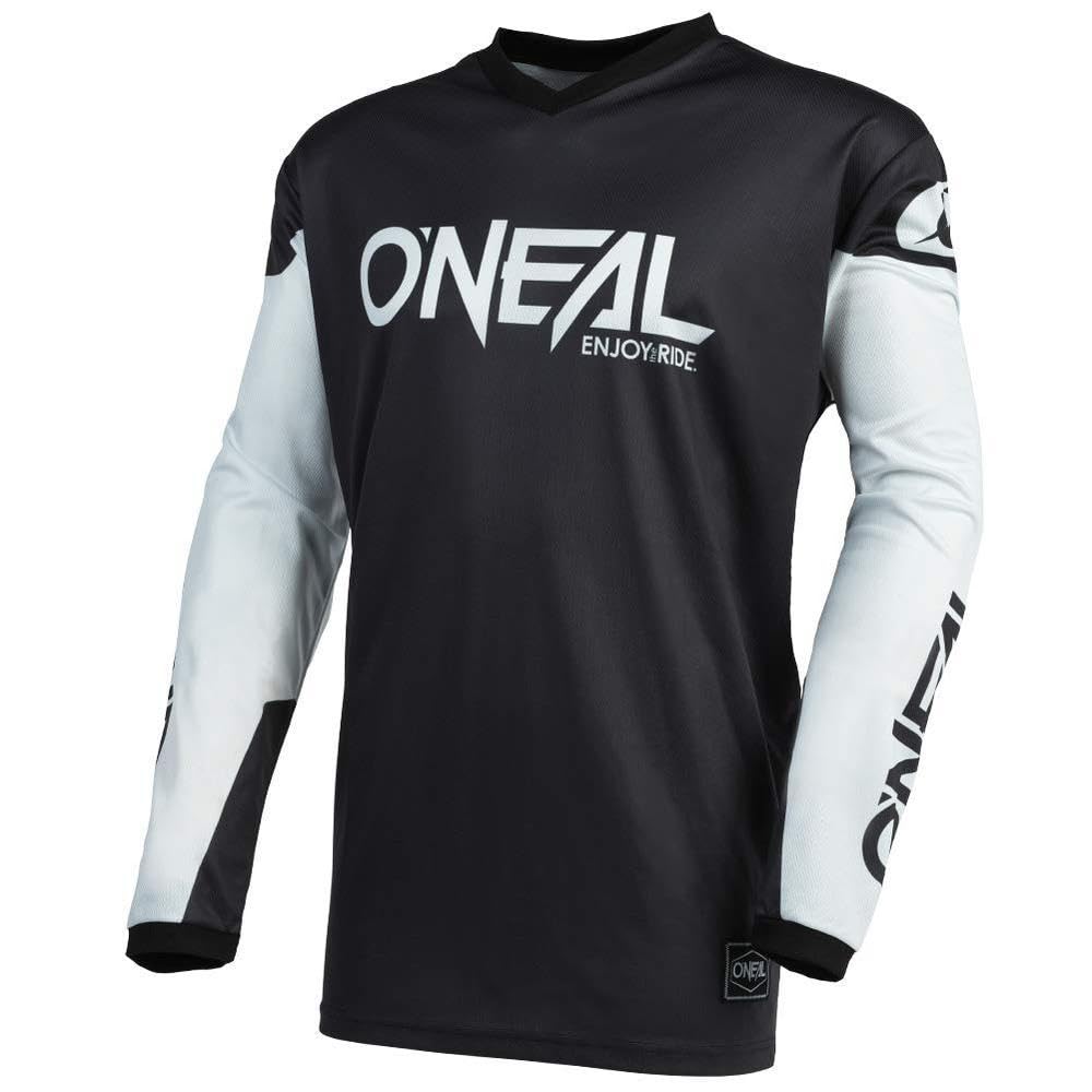 O'NEAL | Motocross-Trikot | Enduro MX | Atmungsaktives Material, gepolsterter Ellenbogenschutz, Passform für maximale Bewegungsfreiheit | Element Jersey Threat | Erwachsene | Schwarz Weiß | Größe S von O'NEAL