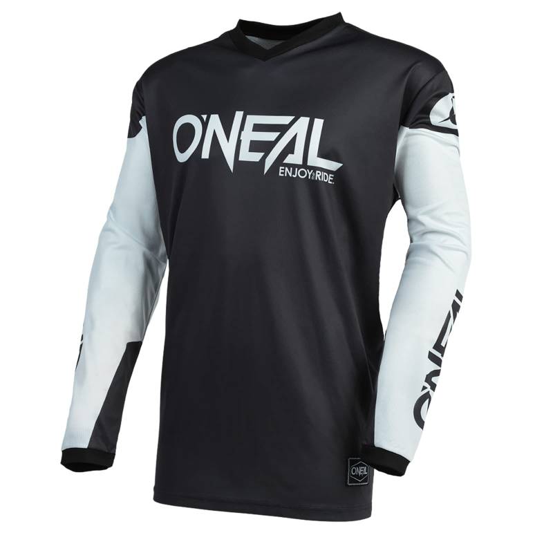 O'NEAL | Motocross-Trikot | Enduro MX | Atmungsaktives Material, gepolsterter Ellenbogenschutz, Passform für maximale Bewegungsfreiheit | Element Jersey Threat | Erwachsene | Schwarz Weiß | Größe S von O'NEAL