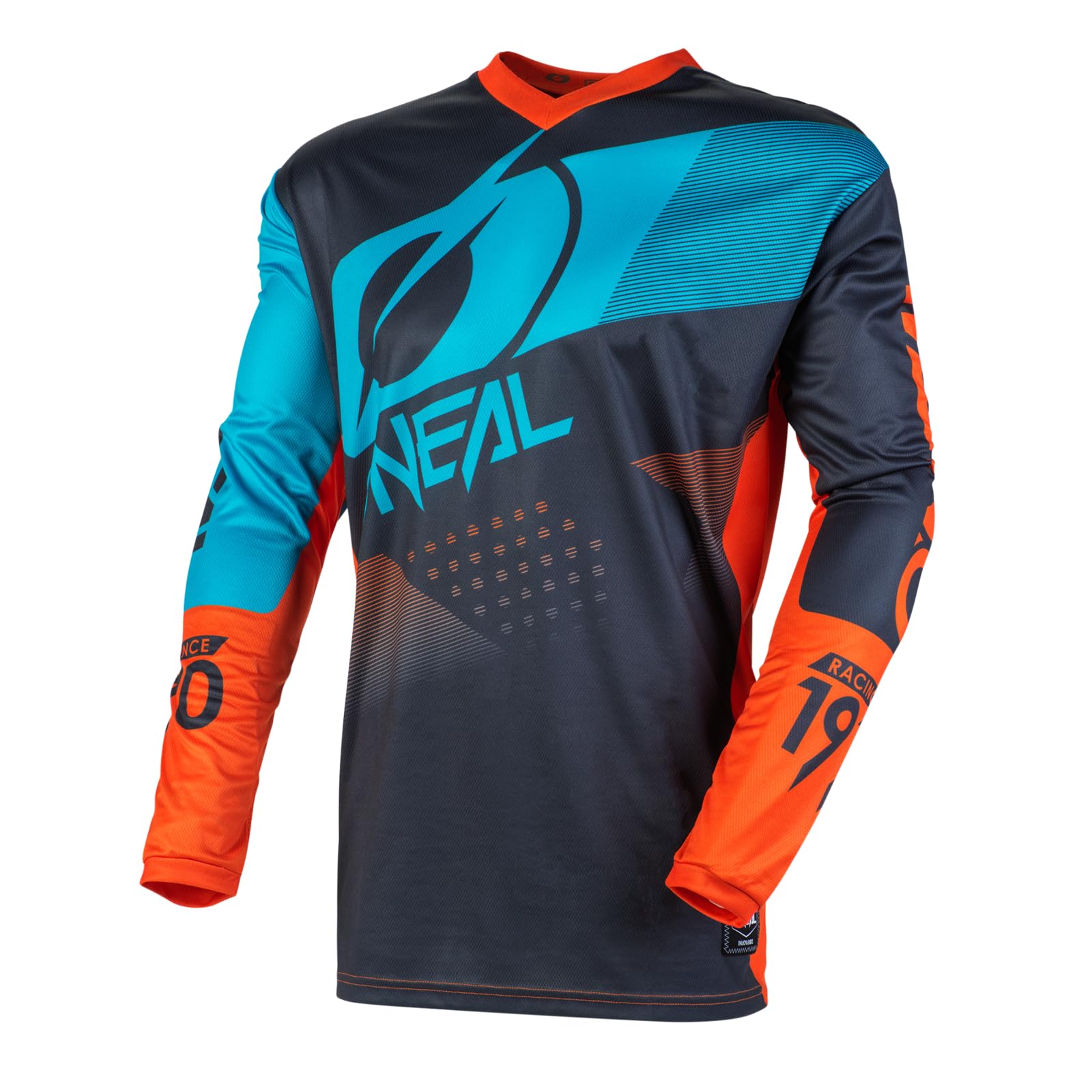 O'NEAL | Motocross-Trikot | Enduro Motorrad | Passform für Maximale Bewegungsfreiheit, Gepolsterter Ellbogenschutz, Atmungsaktiv | Element Jersey Factor | Erwachsene | Blau Grau Orange | Größe S von O'NEAL