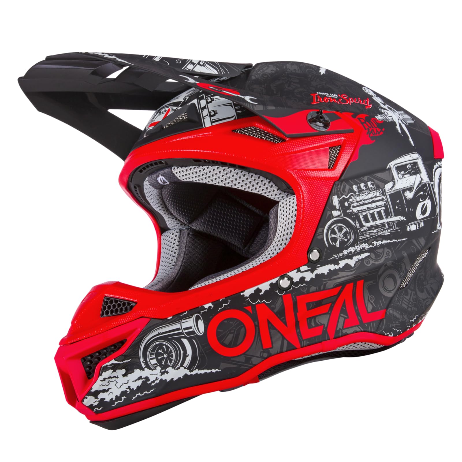 O'NEAL | Motocrosshelm | MX Enduro | 2 Außenschalen & 2 EPS für erhöhte Sicherheit, ABS Schale, Nasenschutz aus Gummi | 5SRS Polyacrylite Helmet HR V.22 | Erwachsene | Schwarz Rot | XL von O'NEAL