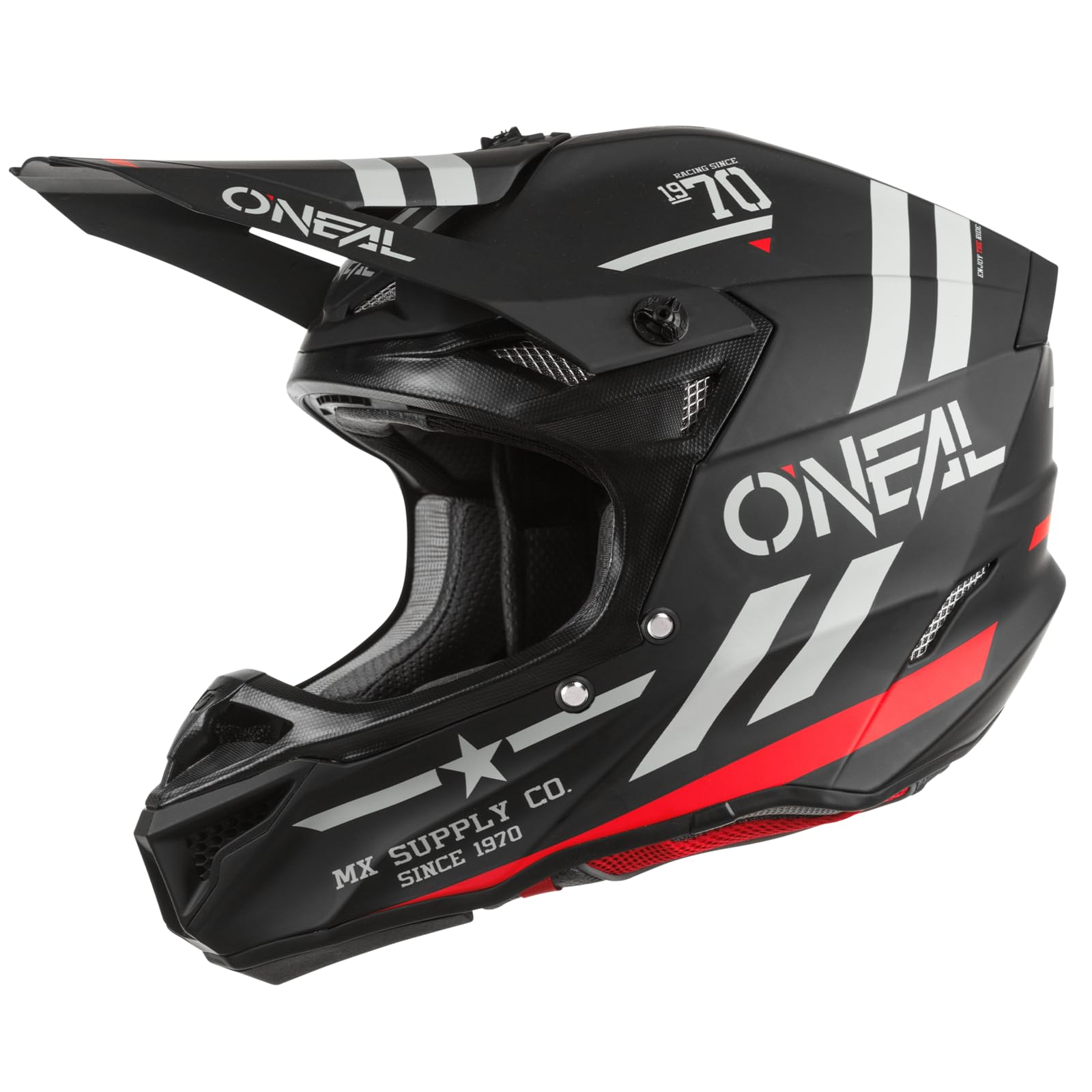 O'NEAL | Motocrosshelm | MX Enduro | 2 Außenschalen & 2 EPS für erhöhte Sicherheit, ABS Schale, Nasenschutz aus Gummi | 5SRS Polyacrylite Helmet Squadron V.22 | Erwachsene | Schwarz Grau | M von O'NEAL