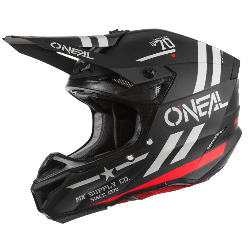 O'NEAL | Motocrosshelm | MX Enduro | 2 Außenschalen & 2 EPS für erhöhte Sicherheit, ABS Schale, Nasenschutz aus Gummi | 5SRS Polyacrylite Helmet Squadron V.22 | Erwachsene | Schwarz Grau | XL von O'NEAL