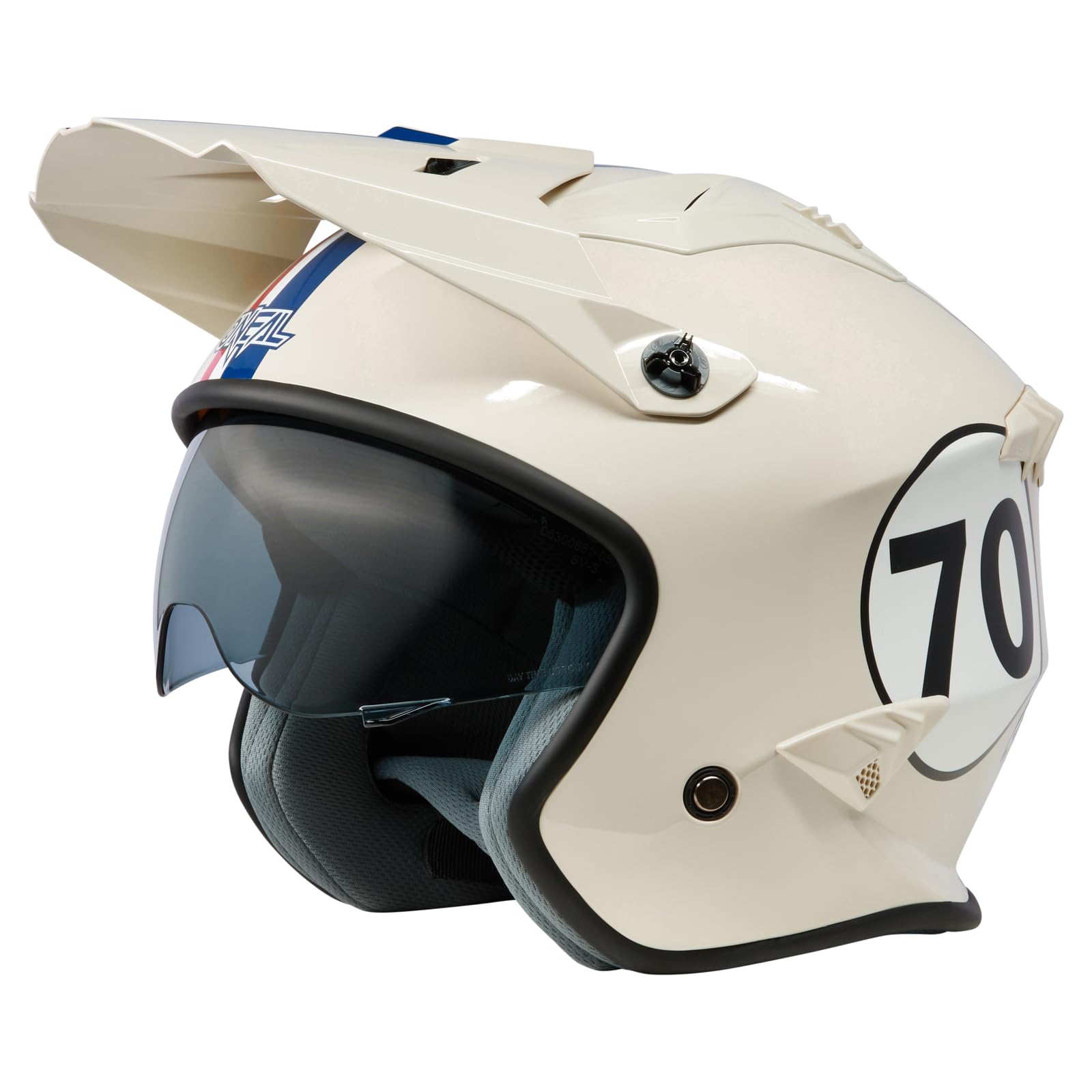 O'NEAL | Motorradhelm | Enduro Adventure Street | ABS-Schale, integrierte Sonnenblende | Volt Helmet Herbie V.24 | Erwachsene | Weiß Rot Blau| Größe S von O'NEAL