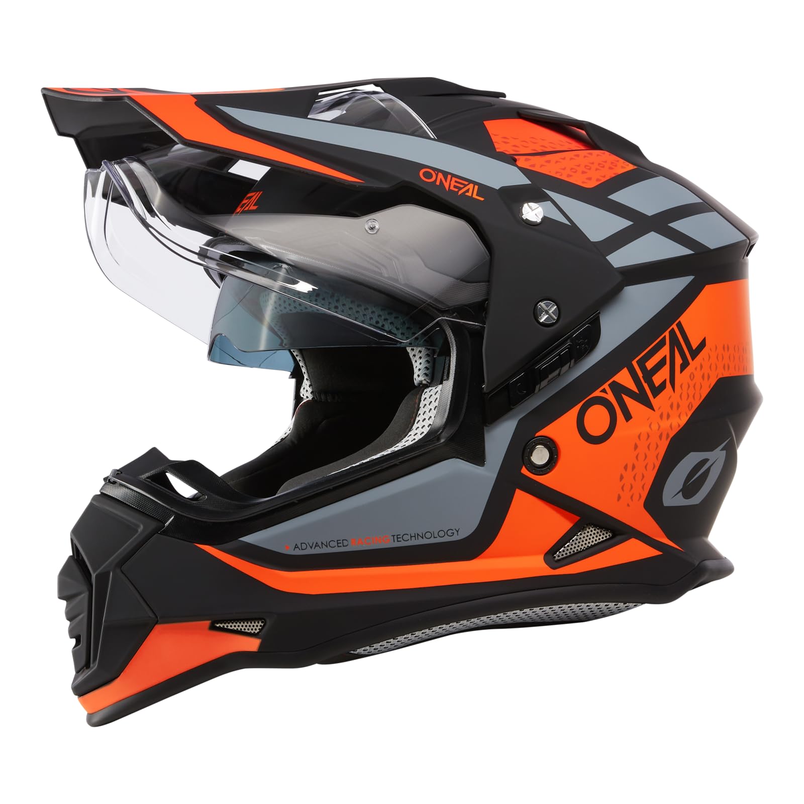 O'NEAL | Motorradhelm | Enduro Motorrad | Ventilationsöffnungen für maximalen Luftstrom & Kühlung, integrierte Sonnenblende | Sierra Helmet R V.24 | Erwachsene | Schwarz Orange Grau | Größe L von O'NEAL