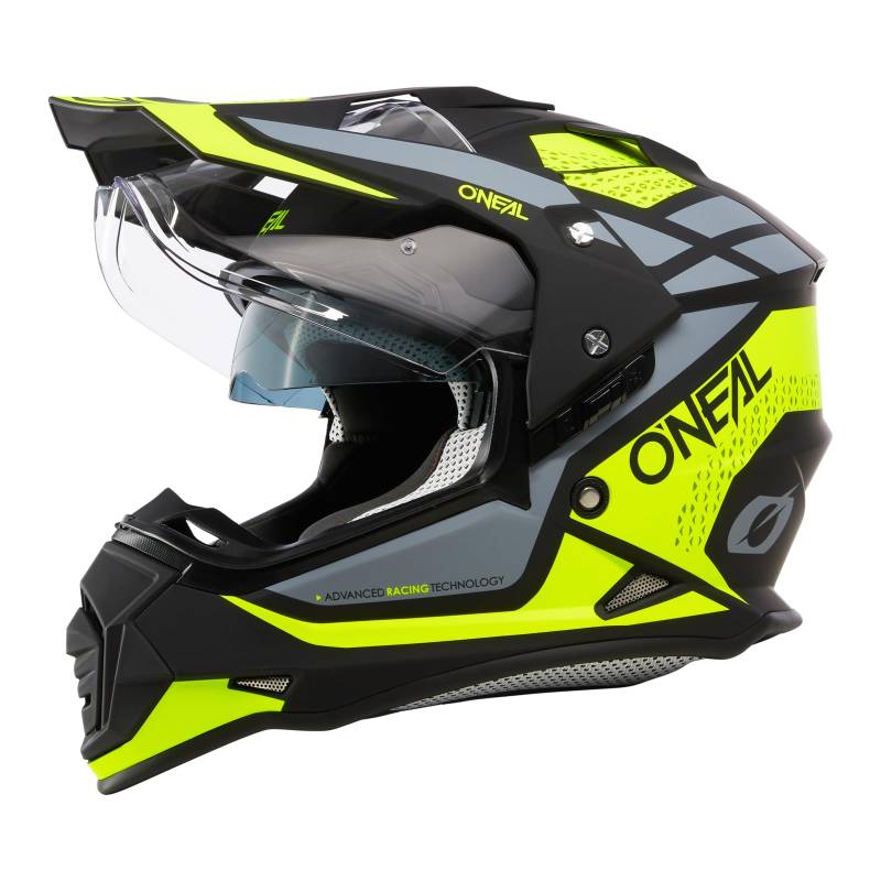 O'NEAL | Motorradhelm | Enduro Motorrad | Ventilationsöffnungen für maximalen Luftstrom & Kühlung, integrierte Sonnenblende | Sierra Helmet R V.24 | Erwachsene | Schwarz Neon Gelb Grau | Größe M von O'NEAL