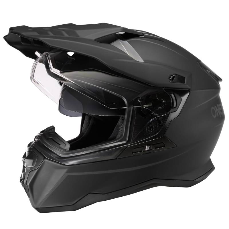 O'NEAL | Motorradhelm | Enduro Touring Adventure Street | Guter Fit, Pinlock & Bluetooth fähig, integrierte Sonnenblende| D-SRS Helmet Solid V.24 | Erwachsene | Schwarz | Größe S von O'NEAL