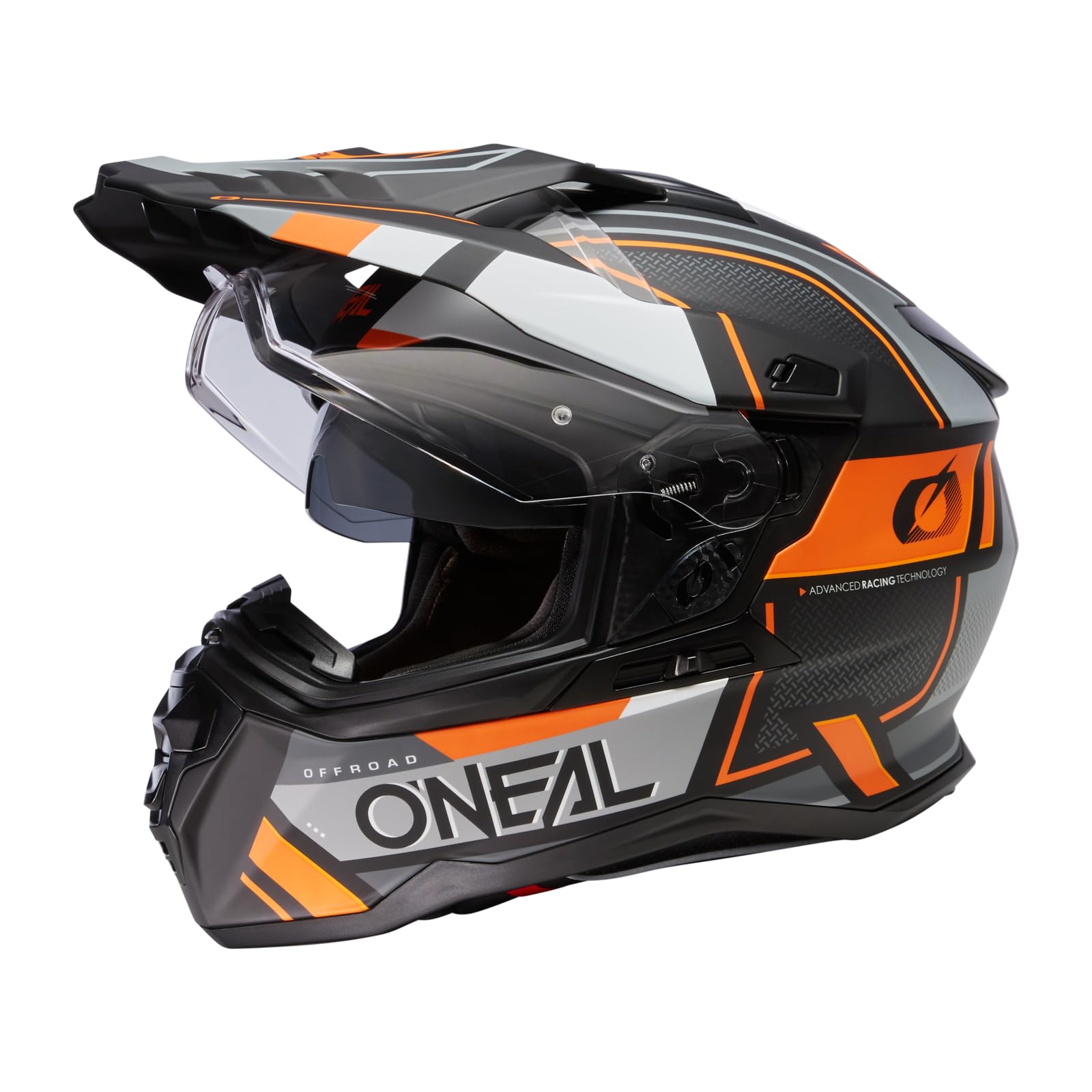 O'NEAL | Motorradhelm | Enduro Touring Adventure Street | Guter Fit, Pinlock & Bluetooth fähig, integrierte Sonnenblende | D-SRS Helmet Square V.23 | Erwachsene | Schwarz Grau Orange | XS von O'NEAL