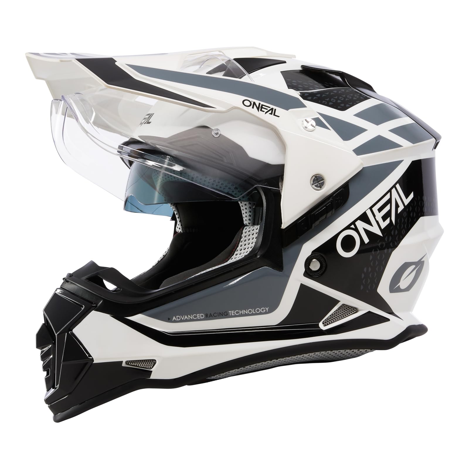 O'NEAL | Motorradhelm | Enduro Motorrad | Ventilationsöffnungen für maximalen Luftstrom & Kühlung, integrierte Sonnenblende | Sierra Helmet R V.24 | Erwachsene | Schwarz Weiß Grau | Größe XL von O'NEAL