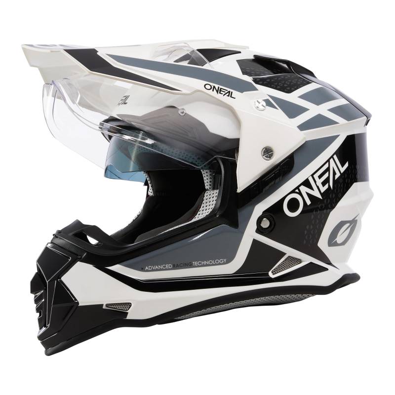 O'NEAL | Motorradhelm | Enduro Motorrad | Ventilationsöffnungen für maximalen Luftstrom & Kühlung, integrierte Sonnenblende | Sierra Helmet R V.24 | Erwachsene | Schwarz Weiß Grau | Größe XXL von O'NEAL