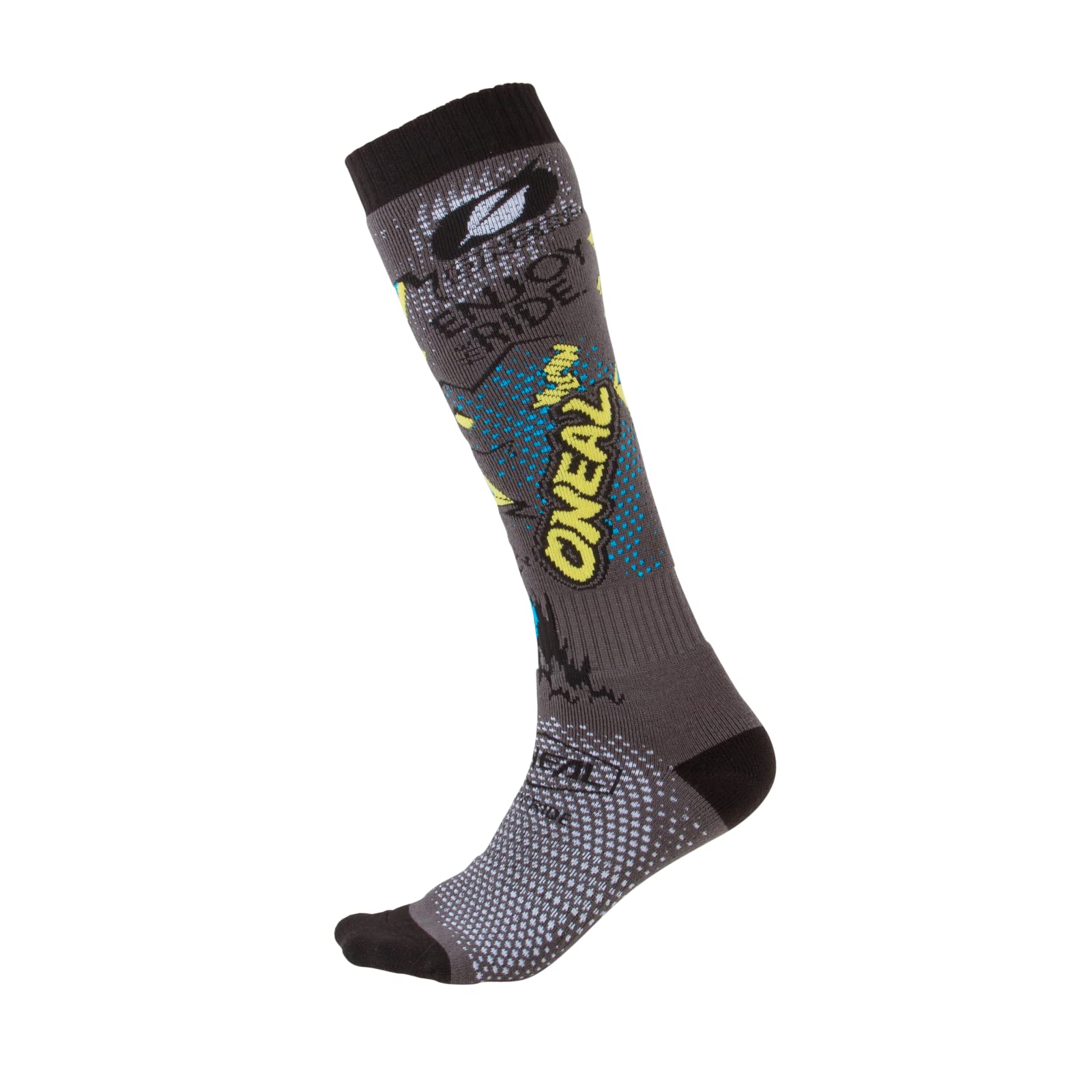 O'NEAL | Mountainbike Motocross Socken | MTB Downhill Freeride | Schweißabsorbierend, Verstärkter Fersen & Sohlenbereich | Pro MX Villain | Unisex | Erwachsene | Grau | One Size von O'NEAL