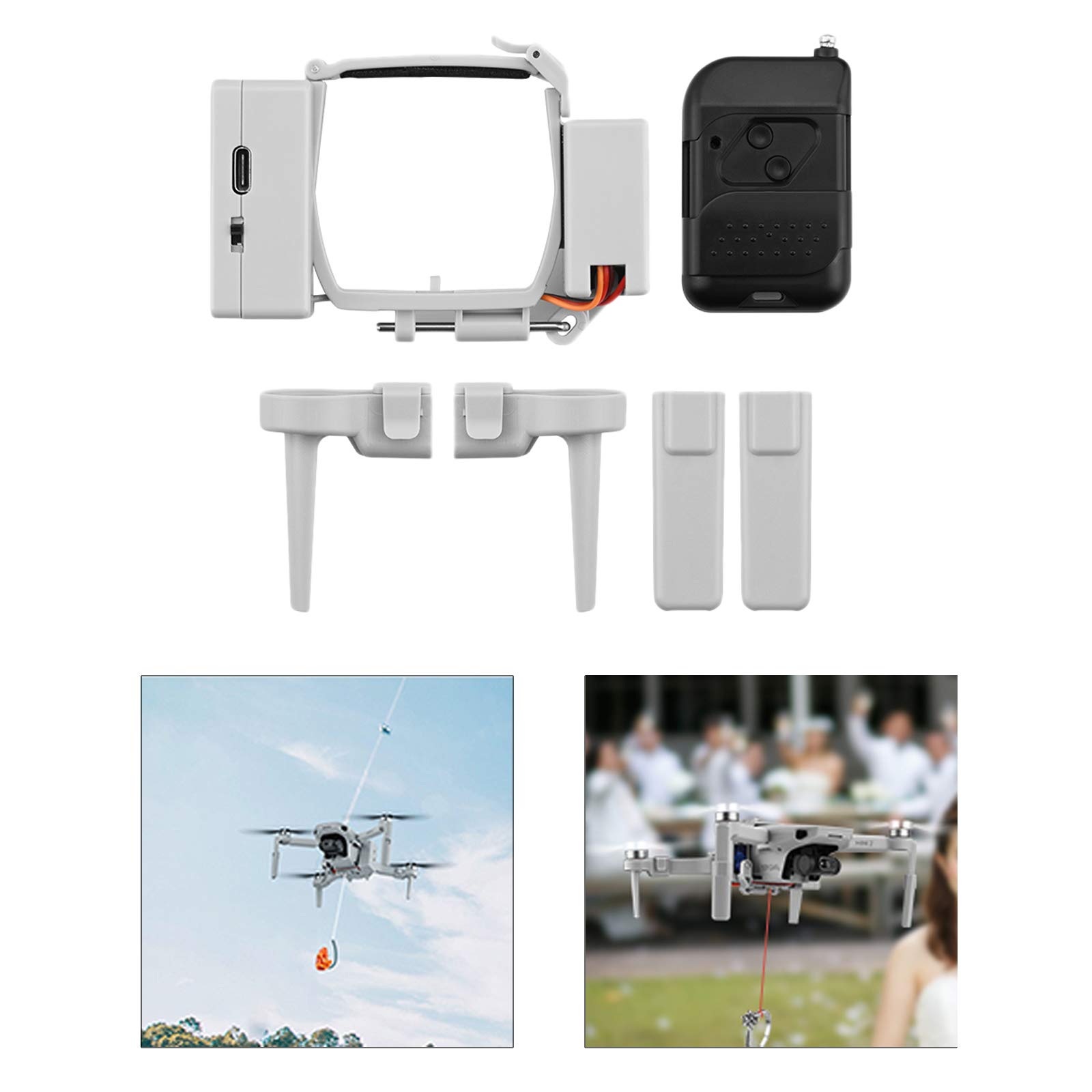 O'woda Mini 2/ Mini 2 SE Nutzlast Airdrop Release Drop Gerät System mit Fahrwerk für Angeln Hochzeit Party Zubehör Rettungshilfe Kompatibel mit DJI Mavic Mini/Mini SE/Mini 2/ Mini 2 SE Zubehör von O'woda