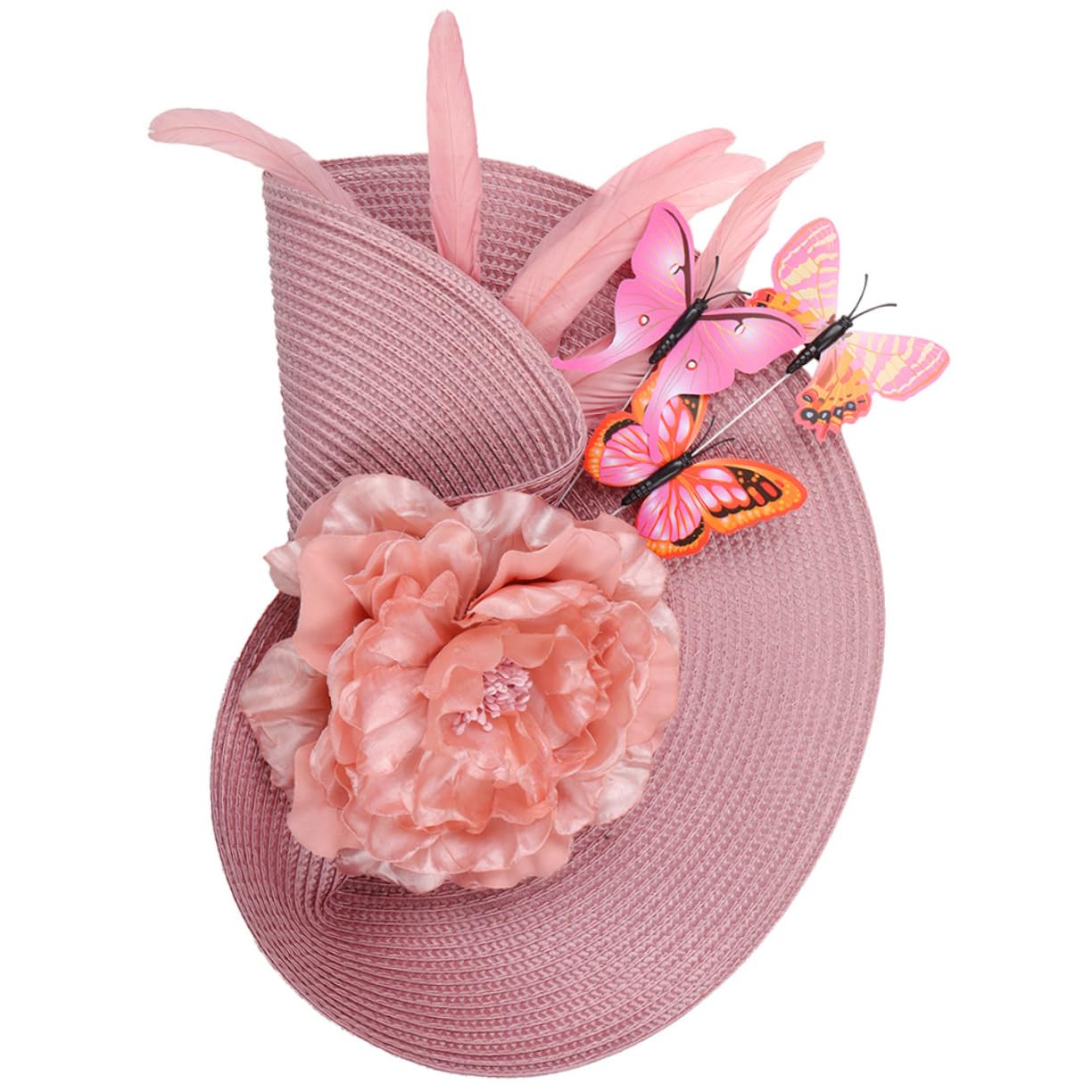 OATIPHO Fascinator-Stirnband blumenhaarreif headband Bühnenperformance Hut Damenhüte für Tiara Rave Bucket Hat Männer Hüte Frauen Mode Fascinator-Hut Fascinator aus Stroh Stoff Rosa von OATIPHO