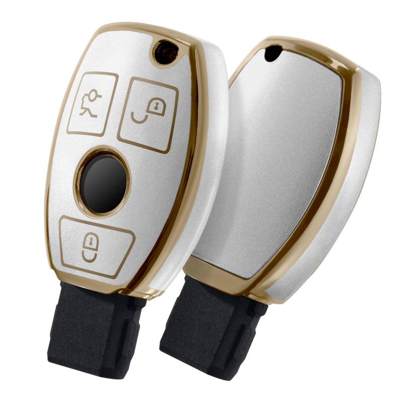 OATSBASF Autoschlüssel Hülle für Mercedes Benz, Schlüsselhülle Cover für Mercedes Benz W204 W211 2-3 Keyless Tasten A B C E Class (LS-Golden) von OATSBASF