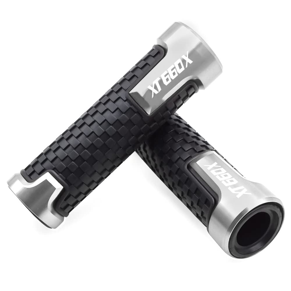 OBEEZI Universal Motorrad Lenkergriffe Geeignet for YA@MAH*A Xt660x 2004-2017 Xt660 Xt 660x660x Motorrad Moto 7/8 "22 Mm Universeller Rutschfester Lenkergriff(Silver) von OBEEZI