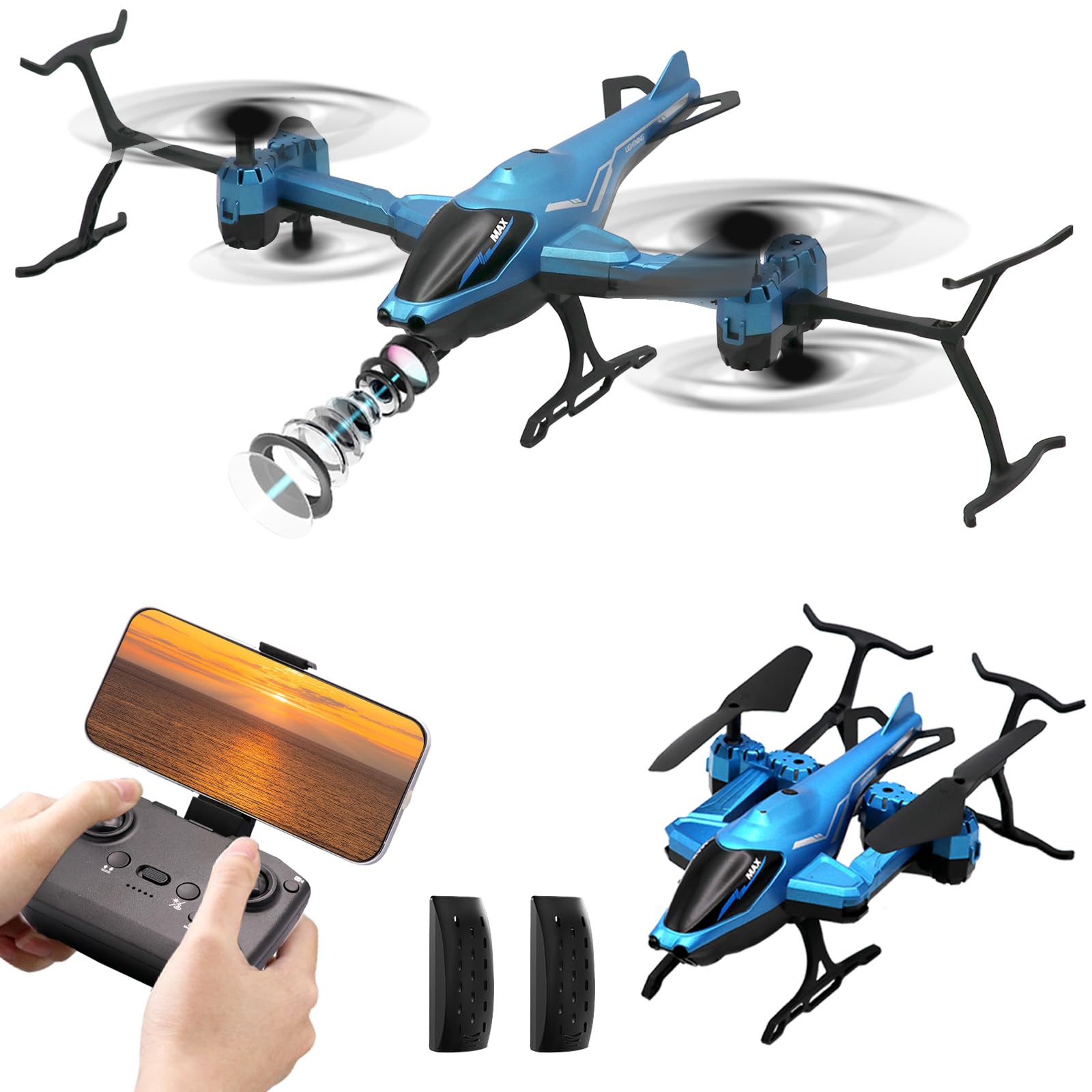 OBEST 2.4G RC Drone mit Kamera HD 1080P für Kinder,Kann Fotos und Videos Aufnehmen,Quadrocopter mit 3D Flips,15 Min Lange Flugzeit,Spielzeug Drohne Helikopter für Kinder und Anfänger von OBEST