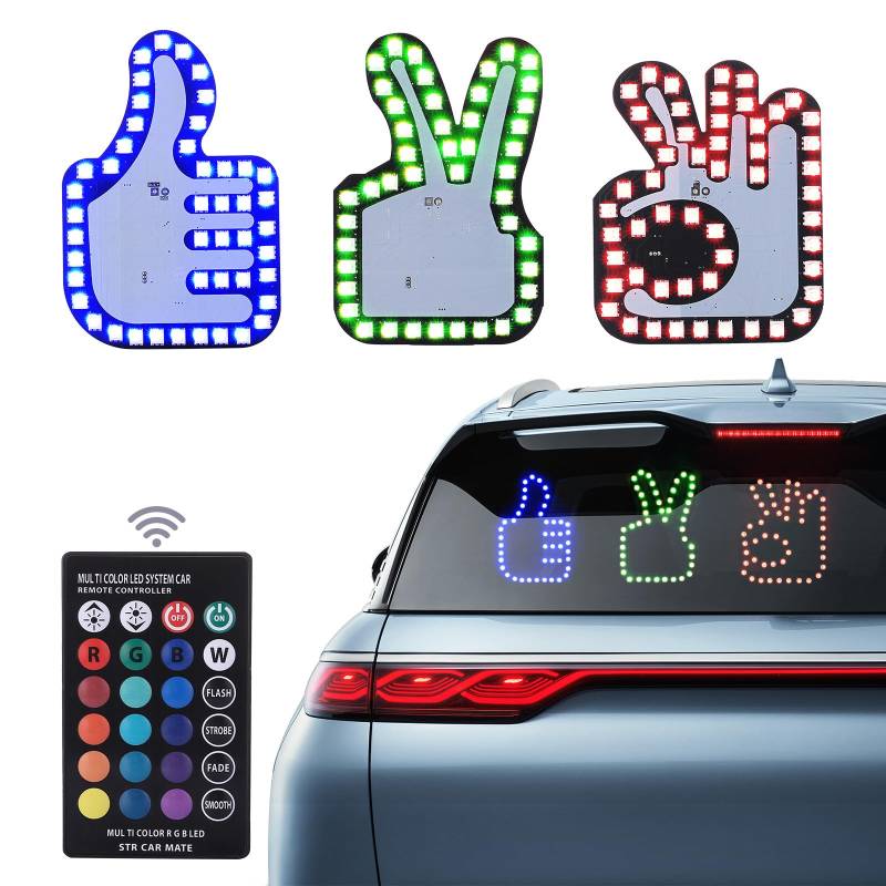 OBEST Auto Finger Licht Mit Fernbedienung, Fingerlicht für Auto Fenster Zubehör Lustig Gadgets für Männer Damen Kfz LKW Fahrer von OBEST