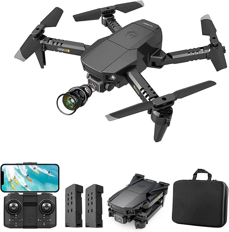 OBEST Drohne mit 1080P Kamera für Kinder, Faltbare Drohne RC Quadrocopter mit FPV Live Übertragung, 2 Akkus Lange Flugzeit, One Key Start/Landen, 3D Flips, Headless Modus, Mini Drone für Anfänger von OBEST