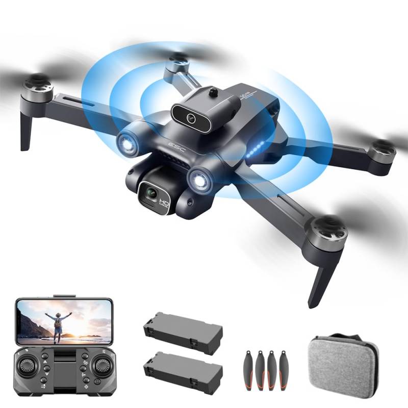 OBEST Drohne mit 1080p Einstellbarer HD-Kamera, Bürstenlose Motor-Drohne, Aktive Hindernisvermeidung, Optische Stream-Positionierung, Drahtlose FPV-Übertragung, 2 Akkus von OBEST