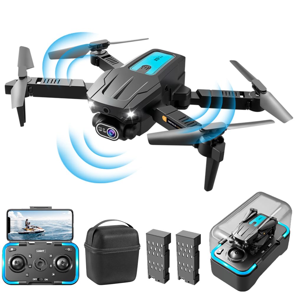 OBEST Drohne mit Kamera HD,Faltbar Mini Drohne für Kinder und Anfänger,Tragbar Drohne,RC Quadcopter mit Aufbewahrungsbox,WIFI FPV übertragung,2-Kamera 2 Batterien von OBEST