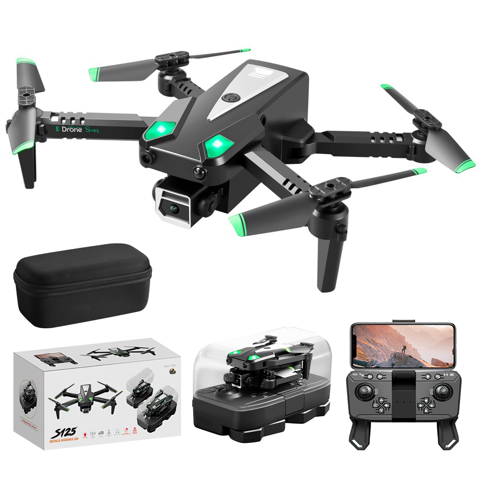 OBEST Drohne mit HD 2 Kamera,Faltbar Mini Drohne,Tragbar Drohne für Kinder und Erwachsene,RC Quadcopter mit Aufbewahrungsbox für Fernbedienung,FPV übertragung,Gestensteuerung,für Anfänger von OBEST