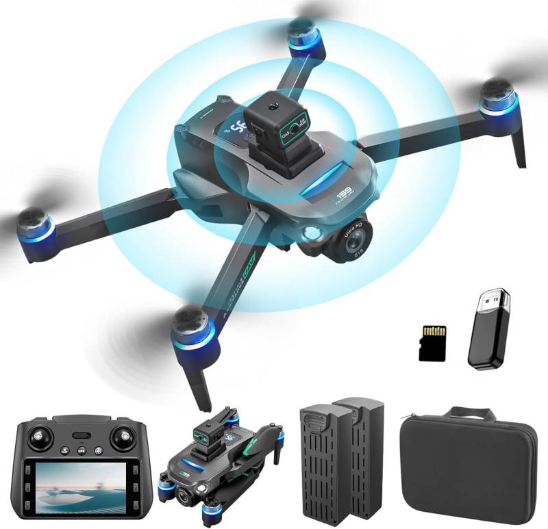 OBEST GPS Drohne mit Kamera 4K Professional, Fernbedienung mit UHD Bildschirm, 2 Akkus 40 Minuten Flugzeit, 5G FPV Übertragung, RC Quadcopter für Erwachsene, SD Karte von OBEST