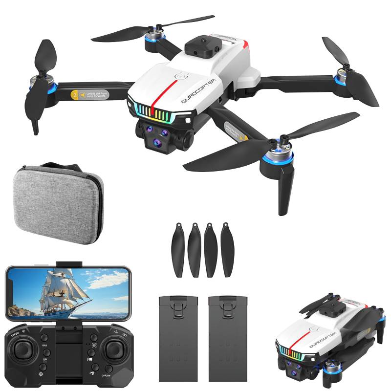 OBEST Mini Drohne mit 4K Kamera, Bürstenlose Motordrohne, Optische Strömungspositionierung, Intelligente Hindernisvermeidung, Drahtlose FPV-Übertragung, Quadcopter mit Lichtern, 2 Akkus von OBEST