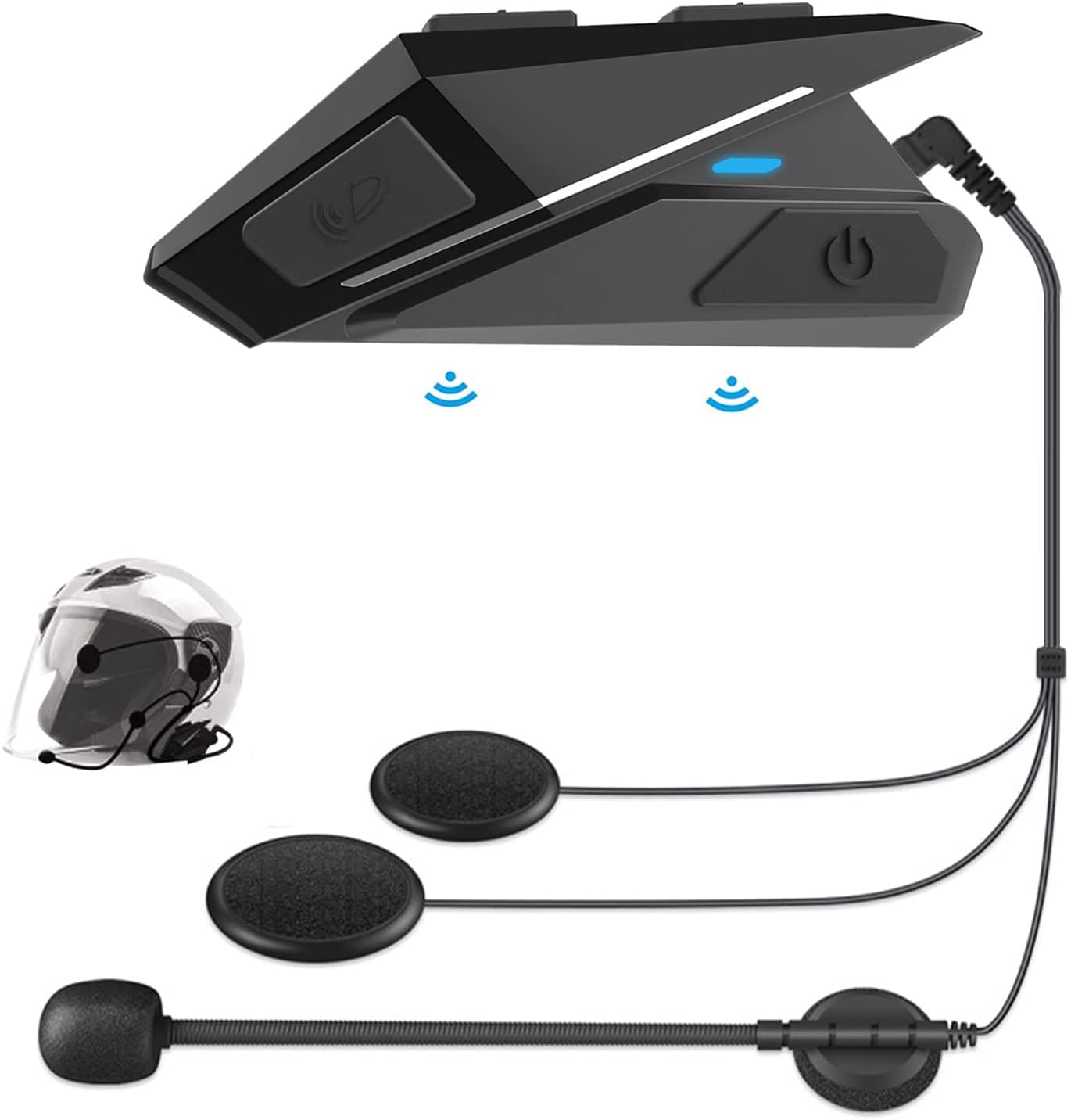 OBEST Motorrad Helm Headset, Bluetooth 5.0 Kopfhörer Helm für Motorradhelm, Kabellose Freisprecheinrichtung, Musik Lautsprecher, Mikrofon Anti Interferenz Kopfhörer von OBEST
