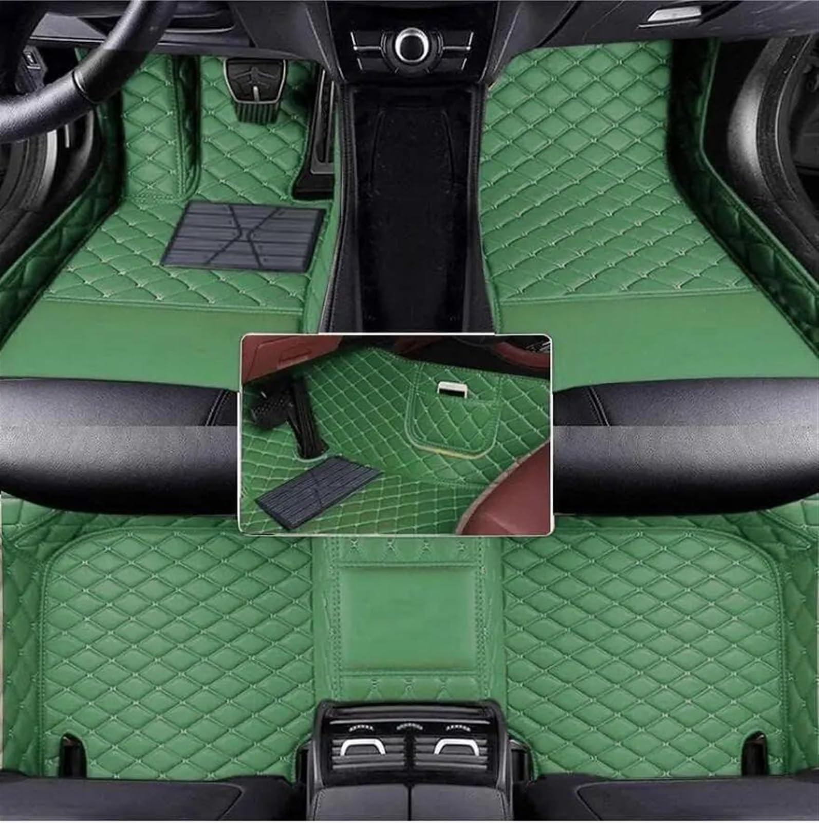 Auto Fußmatten Für Skoda Für Kodiaq 2017 2018 2019 2020 2021 Künstliche Leder Auto Boden Matte Schützen Sie Den Innenraum Ihres Fahrzeugs Teppich (Color : GRÜN) von OBIOZZ