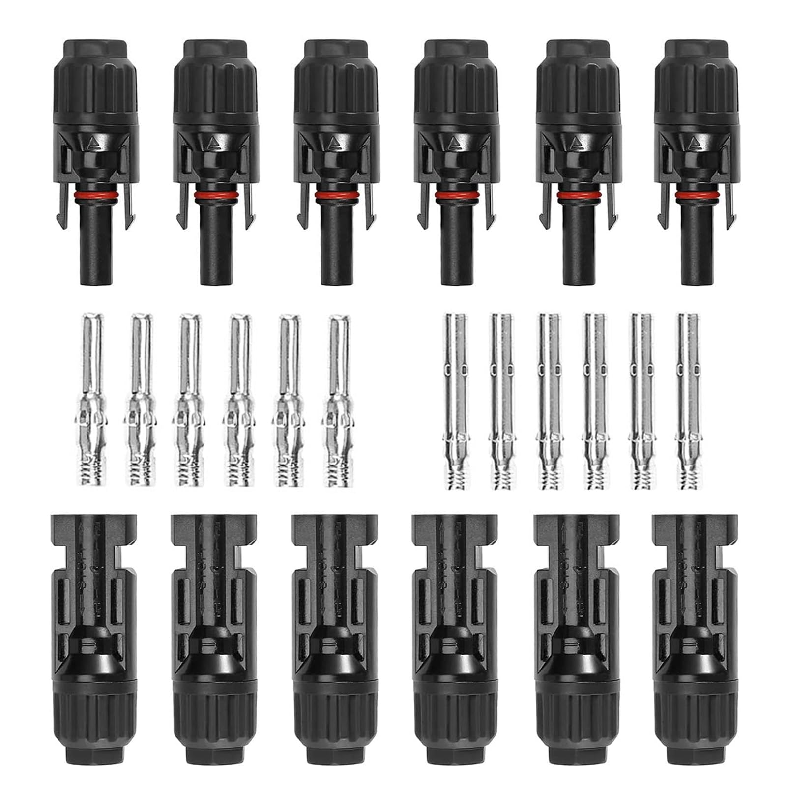 OBLLAR 5 Pairs Solar Cable Connector, männliche/weibliche Solar Panel Cable Connectors, doppelte Dichtungsringe PV Connector, Solar Photovoltaic Connector, schwarz von OBLLAR