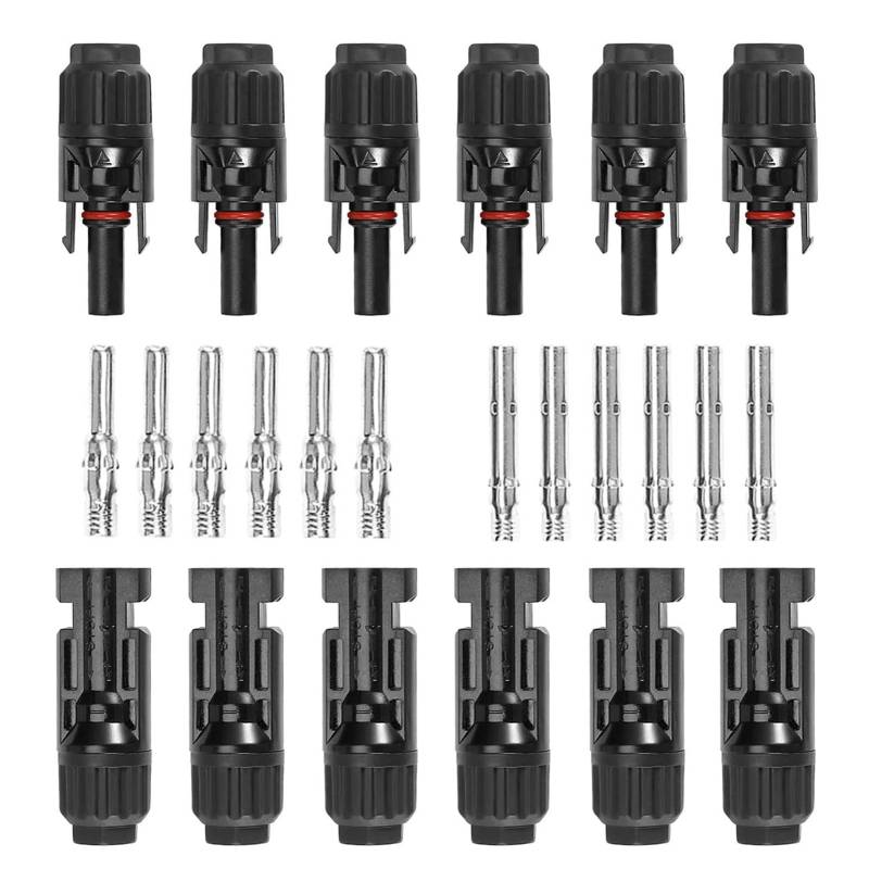 OBLLAR 5 Pairs Solar Cable Connector, männliche/weibliche Solar Panel Cable Connectors, doppelte Dichtungsringe PV Connector, Solar Photovoltaic Connector, schwarz von OBLLAR