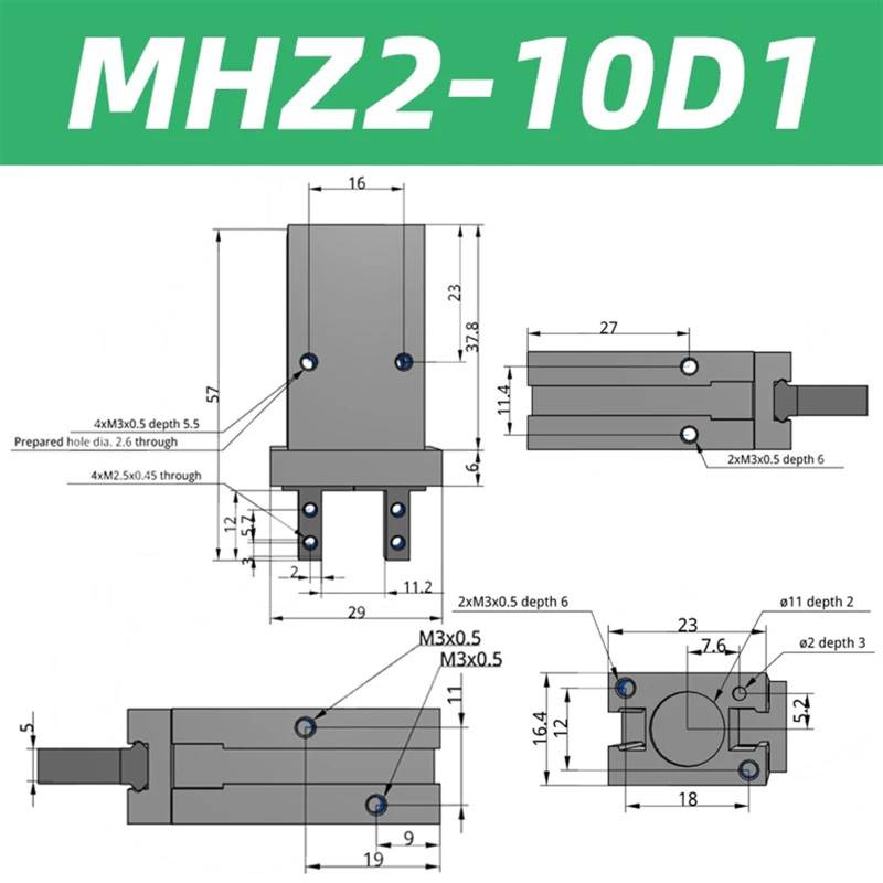 MHZ2-10D1 16D1 20D1 25D1 32D1 40D1 Aluminium Klemmen Finger Zylinder MHZ2 Air Pneumatische parallel Greifer Seite erschlossen montage(MHZ2-10D1) von OBWZRDLNN