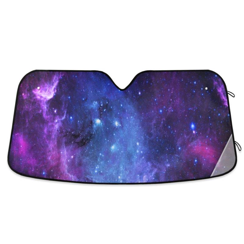 ODAWA Auto Windschutzscheibe Sonnenschutz Universum Galaxy Space Faltbarer Sonnenschutz Blockiert UV-Strahlen Sonne Hitzeschutz 139,7 x 70,1 cm von ODAWA