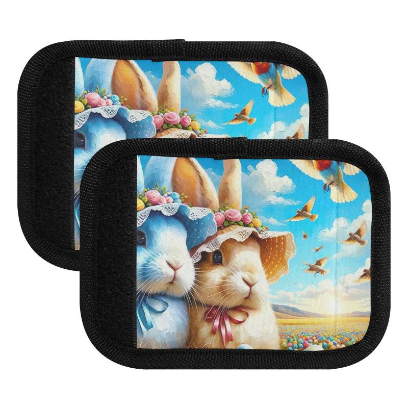 Floral Bunnies Gepäckgriffwickeltasche für Reisen, Blau, 2 Stück von ODAWA