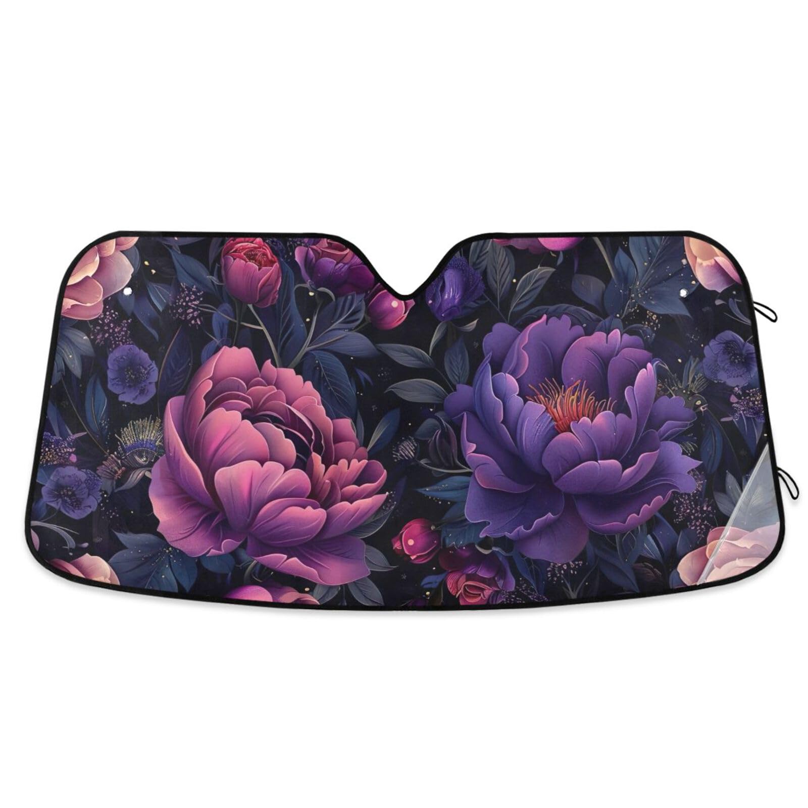 Sonnenschutz für die Windschutzscheibe mit violetten und rosa Blumen, UV-Reflektor, Auto-Frontscheibe, Sonnenschutz, Hitzeschutz von ODAWA