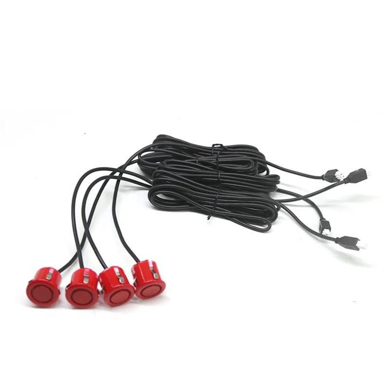 Hinten Vorne Umkehr Radarsensor 4 Stück 18,5mm Auto Parkplatz Sensor Park Tronic Reverse Sonde Schwarz Rot Grau Silber Weiß Für Fahrzeuge Sensor Fitting(Rot) von ODKBFG