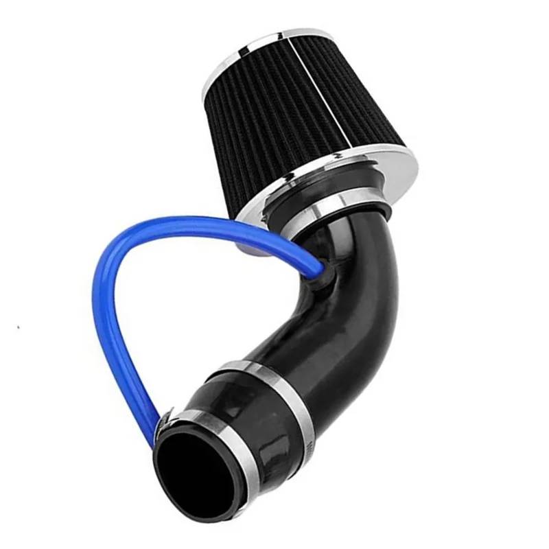 Luftschlauch Lufteinlassschlauch Universal 3 "76mm Auto Auto Racing Cold Air Intake Rohr Turbo Induktion Rohr Rohr Kit Mit Luftfilter Kegel Aluminium DIY Ansaugrohr(Schwarz) von ODKBFG