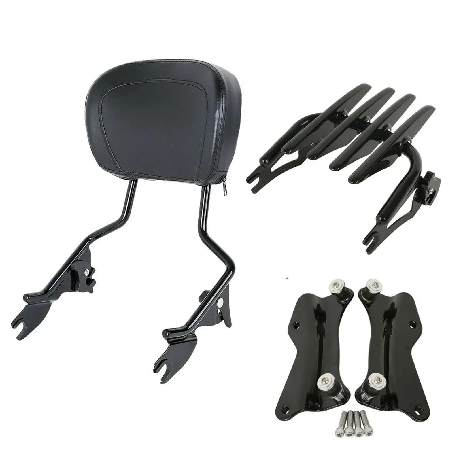 Motorrad-Gepäckträger Für Touring Für Electra Für Glide Für Road Für King Für Road Für Glide 2014 2015-2023 Motorrad 4-Punkt-Docking-Gepäckträger Sissy Bar-Rückenlehne Gepäckträger Hinten(Schwarz) von ODKBFG