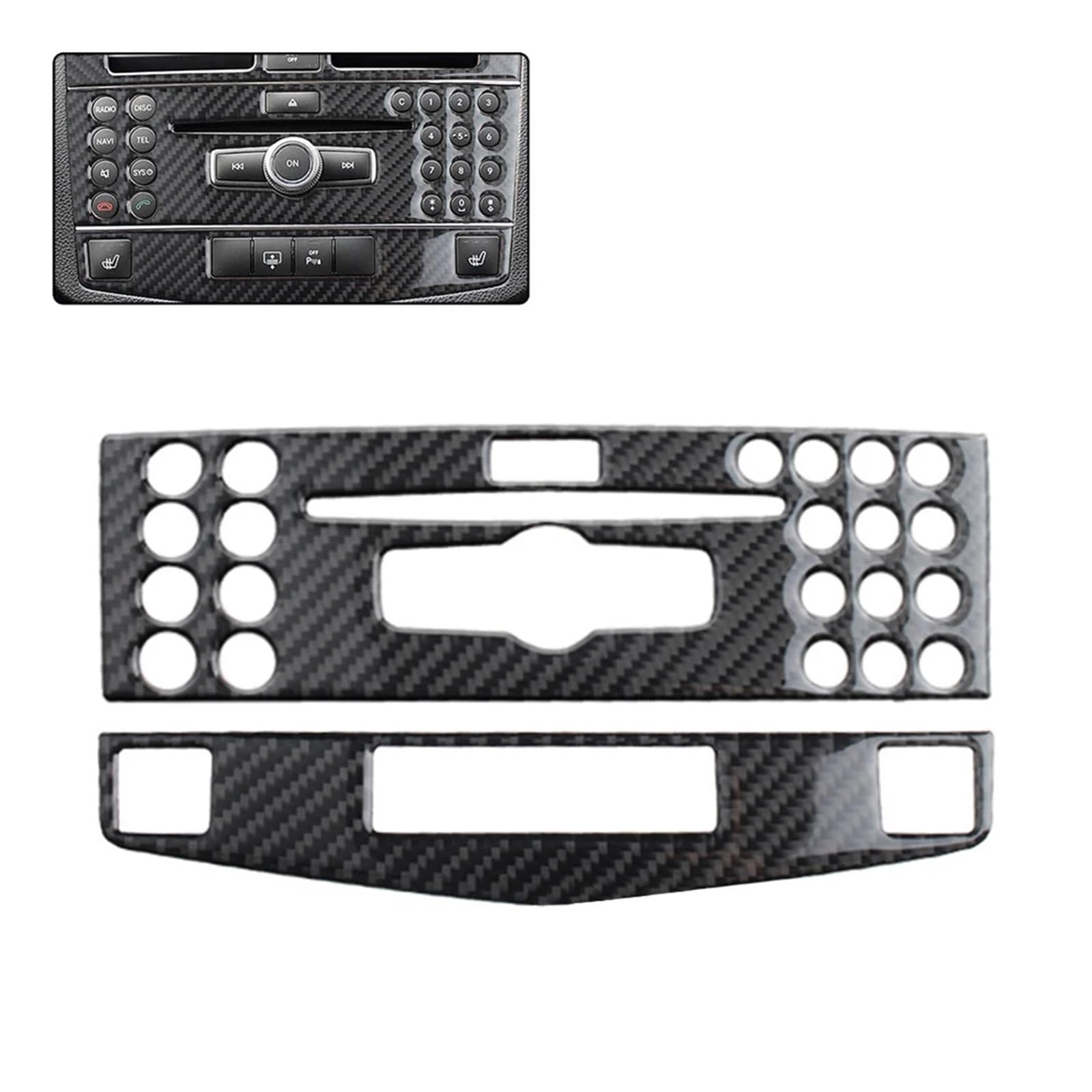 Panel Abdeckung Auto Center Console Klimaanlage CD Panel Abdeckung Trim Für Für Benz C Klasse W204 C200 C260 C300 C180 2007-10 Carbon Fiber Abdeckung Trim(Three Holes) von ODKBFG