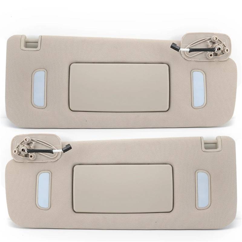 Sonnenblende Sonnenschutzbrett Beige ABS Lichter Make-up Sonnenblende Für GMC Yukon 2007 2008 2009 2010 2011 2012 2013 2014 Auto Sonnenschutz(2Pc) von ODKBFG