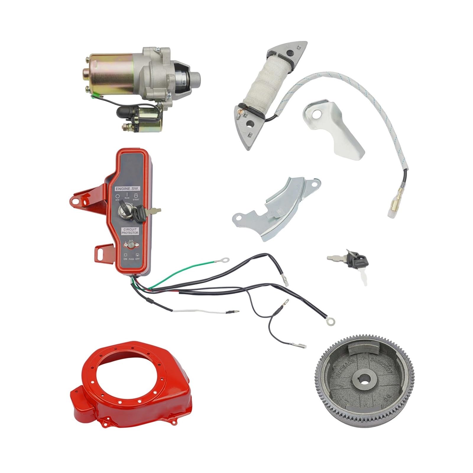 Startermotor Für HFITS GX160 GX200 MEHR 2~3KW 5,5 HP 6,5 HP 4 Takt Motoren Schwungrad Zündung Elektrische Starter Motor Kit Anlasser von ODKBFG