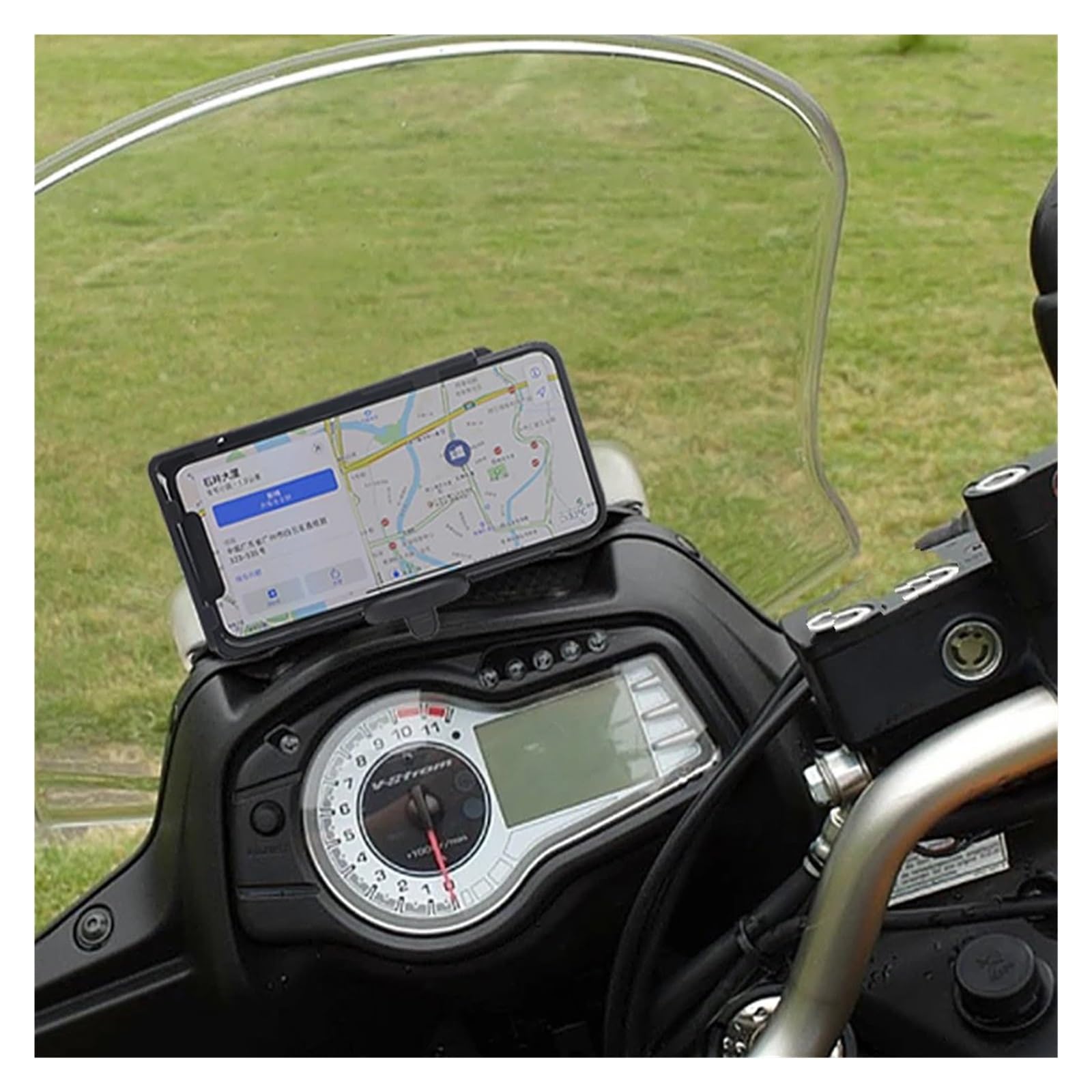 Telefonhalterung Motorrad Für Suzuki Für V-Strom 650 XT DL 650 Für Vstrom 2012 2013 2014 2015-2016 Wiederaufladbarer GPS-Navigator-Montage-Motorrad-Handyhalter Navigation Halterung(A Set) von ODKBFG